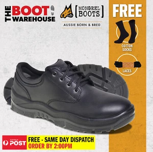 Mongrel Boots, 210025, Steel Toe, Black 'Derby', Safety Work Shoe. FREE LACES! - Picture 1 of 7