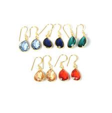 Wholesale 5pr 925 Silver 24ct Gold Overlay Teal Blue Quartz Mix Earring Lot A173