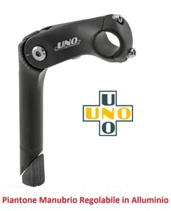 0381 Piega/Piantone Manubrio Uno Alluminio Nero Regol. x bici 24-26-28 City Bike - Foto 1 di 1