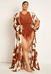 Gabi Fresh Swim x Eloquii Maxi Length Duster Slit Sleeve Size US 30/32 Rayon - Bild 1 von 15