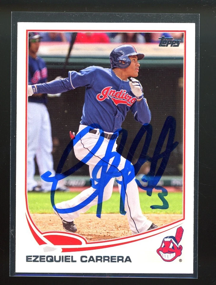 2013 Topps EZEQUIEL CARRERA Signed Card autograph auto INDIANS BLUE JAYS - Image 1 of 1