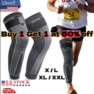Full Long Knee Brace Leg Compression Sleeve Meniscus Tear Arthritis Joint Pain - Picture 1 of 17