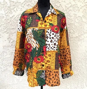 Vintage Laura & Jayne 100% seta taglia PL? Blusa floreale con bottoni manica lunga Mul - Foto 1 di 19