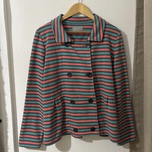Per Una Striped Cotton Blend Spring Summer Jacket Blazer Size L - Picture 1 of 7