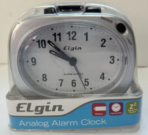 Elgin Smartlight Sensor Analog Alarm Clock Blue Backlight On Demand 3675E NEW - Picture 1 of 7