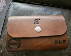 Unused Witmer Custom BROWN Leather Fishing Fly Fish Hooks BookWallet KLW - Picture 1 of 7