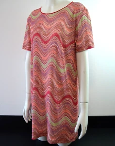 80's MISSONI MARE Malerba Tunic T-shirt Dress Cover-up Zig Zag M L Top Vintage - Picture 1 of 20