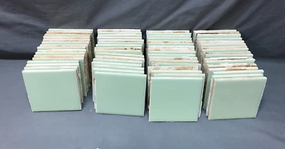 VTG Lot 90 Robertson Jadeite Green Ceramic Bathroom Tiles 4" Sq Old 605-25B - Image 1 of 4