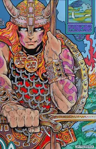 IMPRESIÓN ARTÍSTICA DE FANTASÍA IRLANDESA CELTA NUADA EL REY GUERRERO 16x11 por Jim FitzPatrick - Imagen 1 de 2