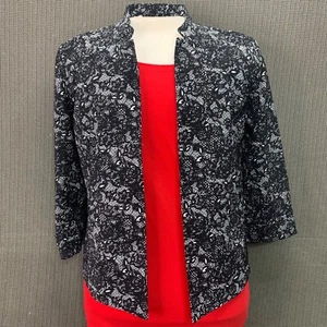 Elementz Womens Black & White Floral Open Front Jacket - Size L - Picture 1 of 8