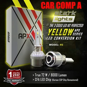 Stark 72W 8000LM LED 3000K Yellow Chip Bulbs Headlight High Beam Kit ONLY - H1 - Foto 1 di 7