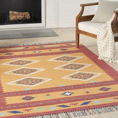 Alfombra Nourison Baja Tribal Amarillo/Rojo 6'6" x 9'6" Área, Fácil - Limpieza, No Foto 1 de 4
