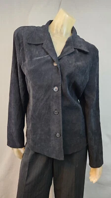 Blazer Chaqueta Top Briggs Negro Sólido Largo Slv 5 Botones MUJER MEDIANA EE. UU. Foto 1 de 4