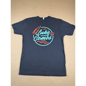 Luke Combs Tour 2019 Beer Never Broke My Heart Black T-Shirt Size Medium - Picture 1 of 9