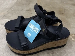 Neu mit Etikett Reef Damen-Plateausandalen schwarz Vista Higher Luna Vintage Kork Größe 8 - Bild 1 von 8