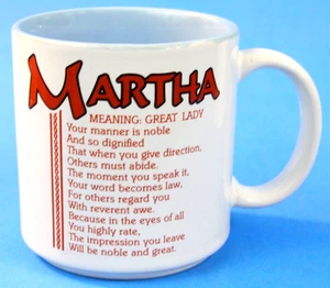 Papel Keramik Tasse Name Martha Bedeutung Große Dame Vintage 9 Oz Rot Weiß Blau - Bild 1 von 5