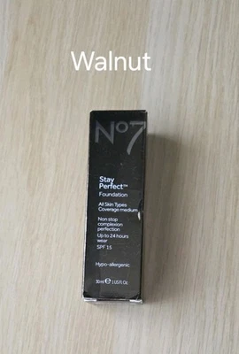 Boots No7 Stay Perfect Foundation - Walnut - 30ml - Discontinued - Imperfect Box - Image 1 of 4