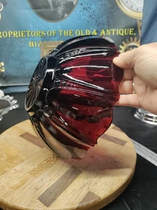 VINTAGE ANCHOR HOCKING OSTRICA E PERLA ROSSO RUBINO 10,5" CIOTOLA MODELLO RADIANZA - Foto 1 di 8