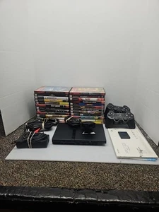 LOTTO CONSOLE SONY PLAYSTATION 2 PS2 SLIM BUNDLE CON 24 GIOCHI controllo memory card - Foto 1 di 13