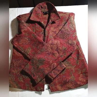 Женский портрет гобелен цветочный красный куртка размер маленький длинным рукавом молнии спереди - Изображение 1 из 4