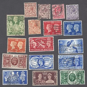 GREAT BRITAIN - SEVENTEEN DIFFERENT OLDER USED STAMPS - Picture 1 of 1