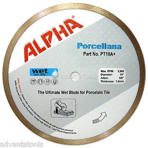 10” Alpha Porcellana Porcelain Wet Tile Diamond Saw Blade - Picture 1 of 3