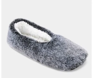 Women's Cozy Faux Fur Pull- On Slipper Socks with Grippers - Grey M/L 8-10 NWT - Picture 1 of 1