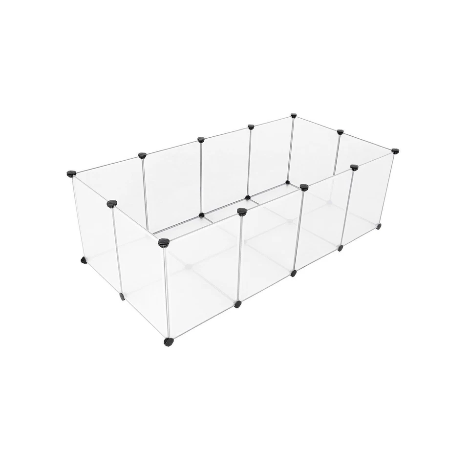 SONGMICS LPC02W Kleintierkäfig Freigehege mit Bodenplatten - Transparente