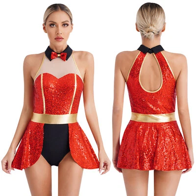 女士紧身万圣节礼服嘉年华马戏团戒指大师服装闪耀舞台 — 第 1/3 张图片