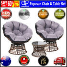 Gardeon Papasan Chair And Side Table Outdoor Garden Furniture Set Set-Brown New
