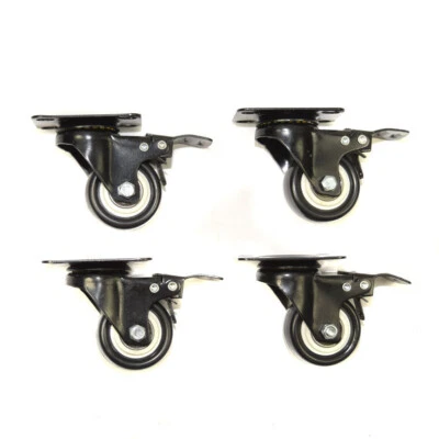 4x Möbelrollen Lenkrollen Bremse 50mm Gummi Schwenkrollen Transportrollen A33 - Bild 1 von 2