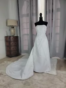 Abito da sposa David's Bridal Michelangelo bianco attaccato treno taglia 4 nuovo con etichetta - Foto 1 di 23