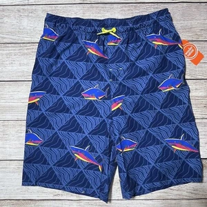 Boys Size XL (14-16) Shark Bathing Suit. NWT! Functional Drawstring W/ Pockets. - Picture 1 of 7