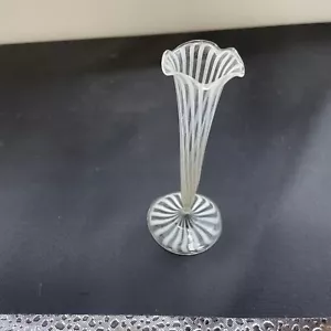 Mini vaso bianco e trasparente a righe in vetro soffiato - Foto 1 di 3