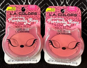 2pk LA COLORS FUR-BULOUS C37575 PURRFECTLY ROSY CORAL KITTY COMPACT POWDER BLUSH - Picture 1 of 6