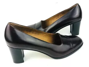 Coach Classic Pump 7M Brown Leather Almond Toe Dressy Slip On 3" Chunky Heel EUC - Picture 1 of 12