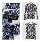 ESCADA Blue & Ivory Floral Virgin Wool Cardigan & Top Twin Set XS S Mixed Size