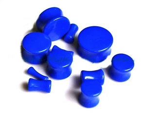 PAIR-Solid Blue Acrylic Double Flare Ear Plugs 19mm/3/4" Gauge - Picture 1 of 3