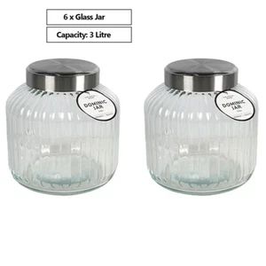 6PK x 3L Glass Jar Cookie Biscuits Candy Canister Container Food Storage Cafe - Picture 1 of 2