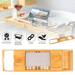 Badewannenablage Holz Ablage Wannenablage Ausziehbarer Behälter für Bett Bathtub - Bild 1 von 12
