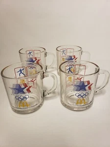 Vintage McDonald's 1984 Olympics Clear Glass Cup Mug 9 Oz McDonalds Lot of 4 - Picture 1 of 6