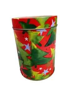 Árbol de Navidad lata rojo con árboles de Navidad 5 in X 3,5 in de ancho - Imagen 1 de 8
