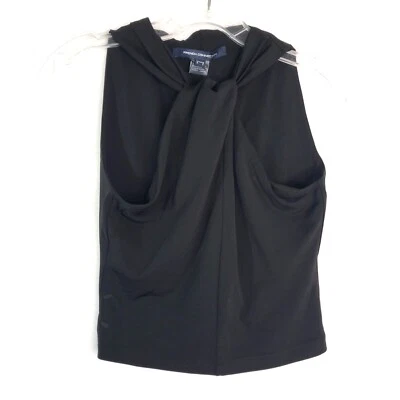 French Connection Halter Top Womens Size 0 Panthea Jersey Twist Sleeveless Black - Image 1 of 4