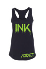 NEW InkAddict WOMENS INK DRIP Racerback Tank Top BLACK / GREEN SMALL-2XLARGE