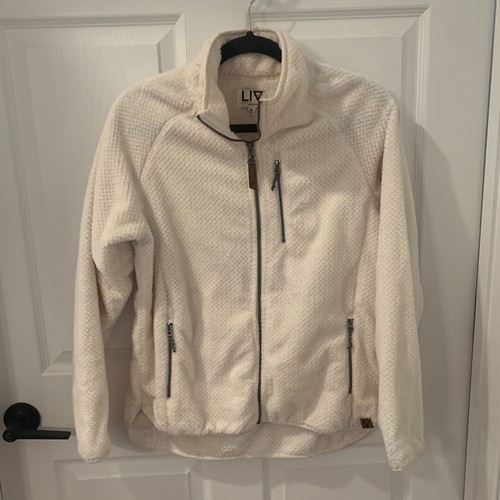 OFF WHITE Giacca in pile con zip LIV Life integrità crema terra bianco sporco taglia Medium