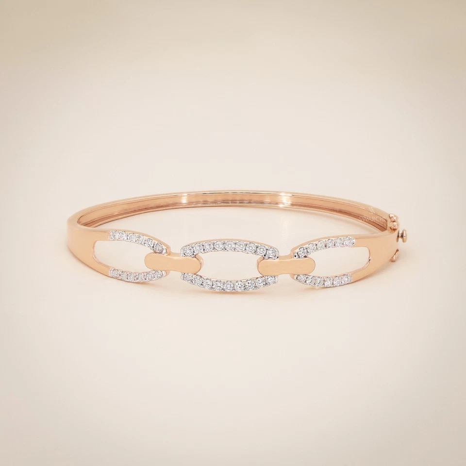 Pulsera Oro Rosa 18K | Diamantes Rosa Claro Natural | Peso Bruto 13,57 g Foto 1 de 4