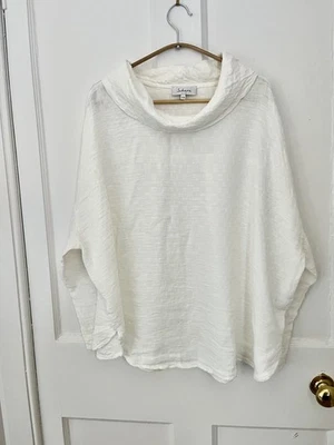 *SAHARA* Linen Bamboo Wide Lagenlook Creamy White Relaxed Fit Top S/M   VGC 60" - Image 1 of 4