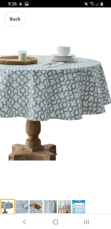 Wipable Tablecloth 70" Round New Clorox Mildew Resistant - Image 1 of 4