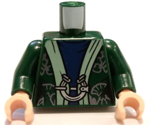 LEGO® Minifigure Torso Dark Green Robe with Silver Detailing and Belt Print - Picture 1 of 21