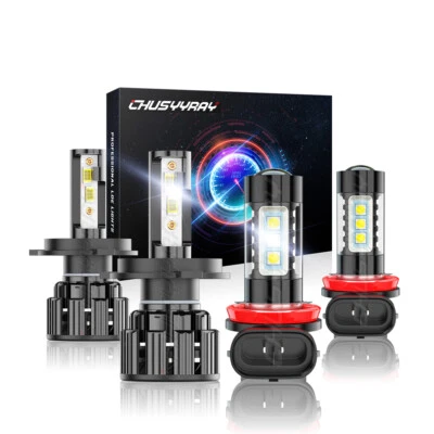 Combo de faros LED altos/bajos + bombillas antiniebla 6000 k para Toyota Yaris 2006 2007-14 Foto 1 de 4